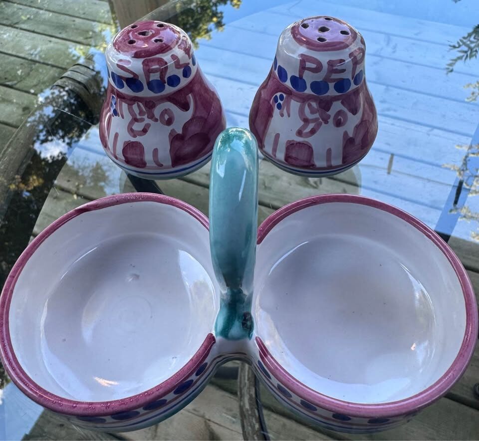 Authentic Ceramiche Casola Italian Condiment Set | Rare Elephant Majolica - photo 4