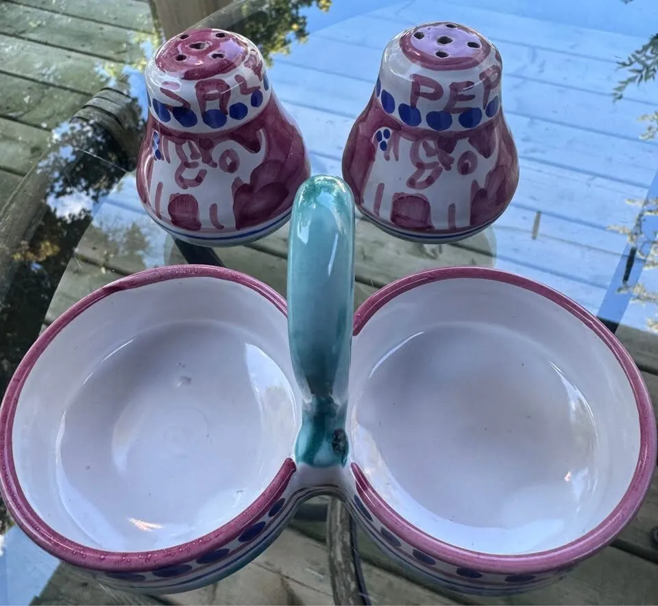 Authentic Ceramiche Casola Italian Condiment Set | Rare Elephant Majolica - photo 4