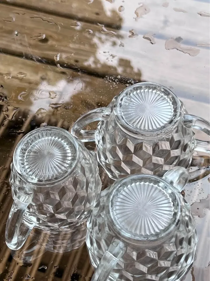 Vintage Glass Cube Sugar Bowl and creamer Set - photo 4