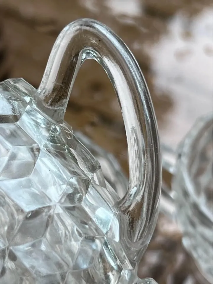 Vintage Glass Cube Sugar Bowl and creamer Set - photo 6