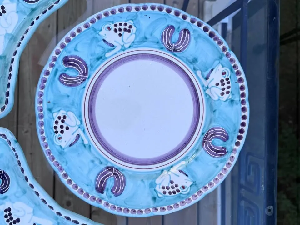 Vintage Vietri Campagna "Rana" Frog Charger Platter & Crescent Mezzaluna Salad Plates - Set of 3 - photo 5