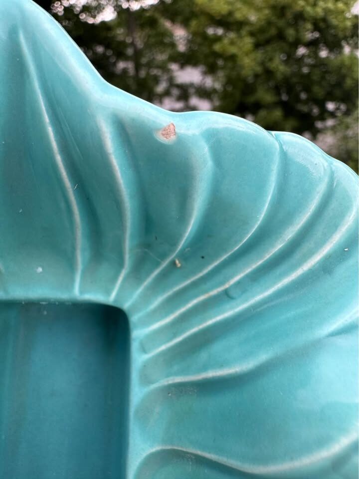 Vintage 1957 Miramar of California Turquoise Ruffled Planter Bowl MCM - photo 5