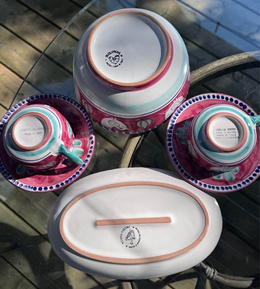 Hand-Painted Italian Pottery 6-Piece Set - Chicken - Mixed Vietri sul Mare Makers - photo 7