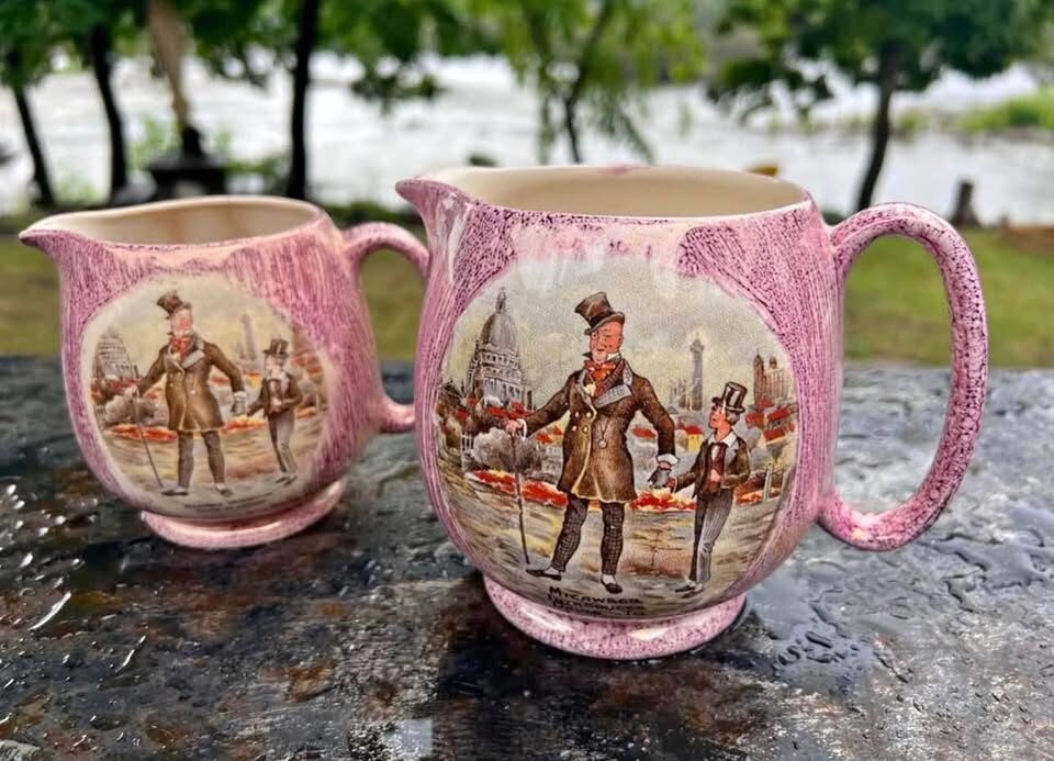 Vintage Lancaster & Sandland Pink Lusterware Pitchers - Dickens Set