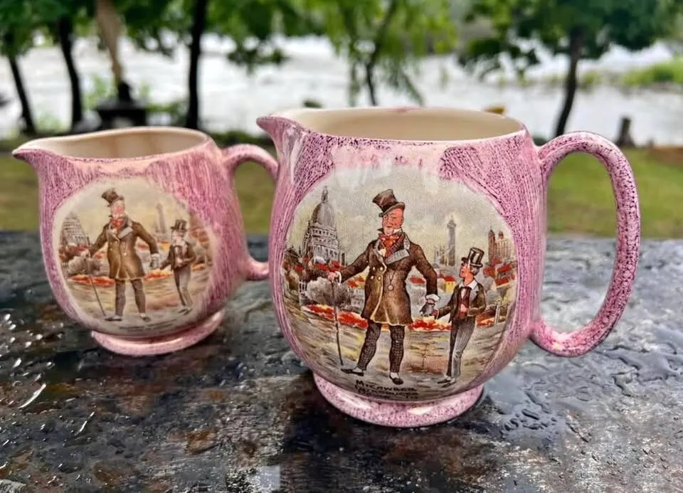 Vintage Lancaster & Sandland Pink Lusterware Pitchers - Dickens Set - photo 1
