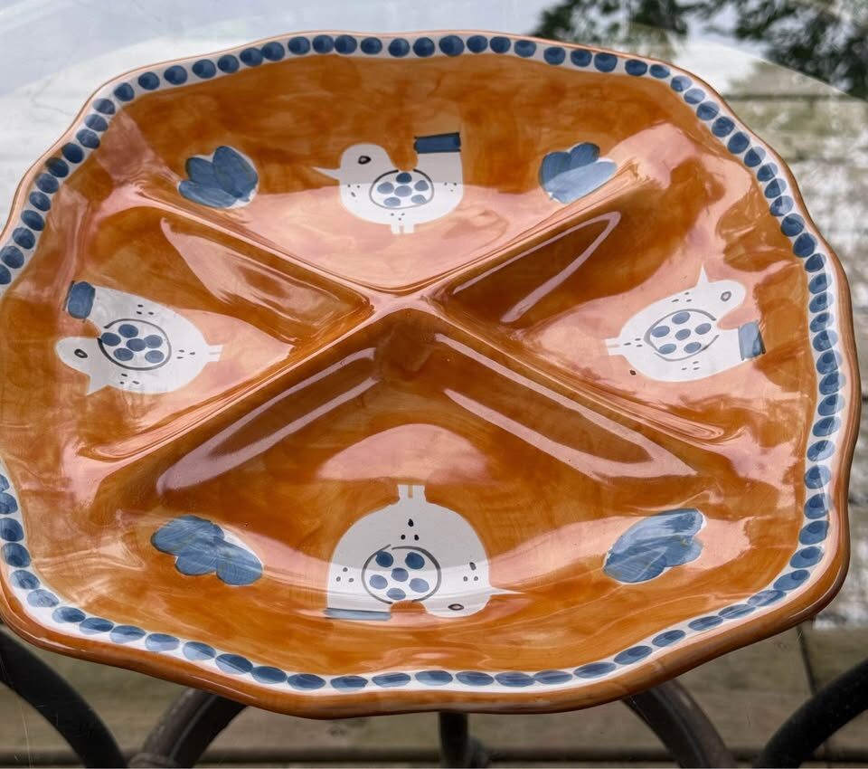 Large 14" Vintage Nuova Vietri Italian Ceramic Divided Serving Platter / Antipasto Tray -! - photo 3