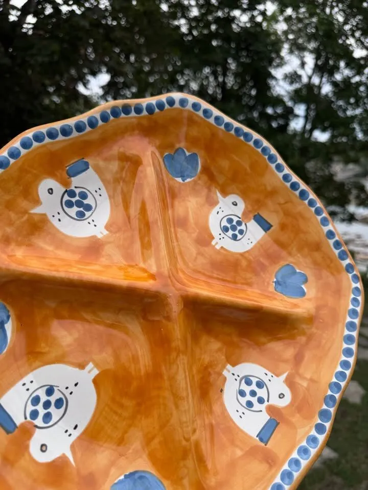 Large 14" Vintage Nuova Vietri Italian Ceramic Divided Serving Platter / Antipasto Tray -! - photo 6