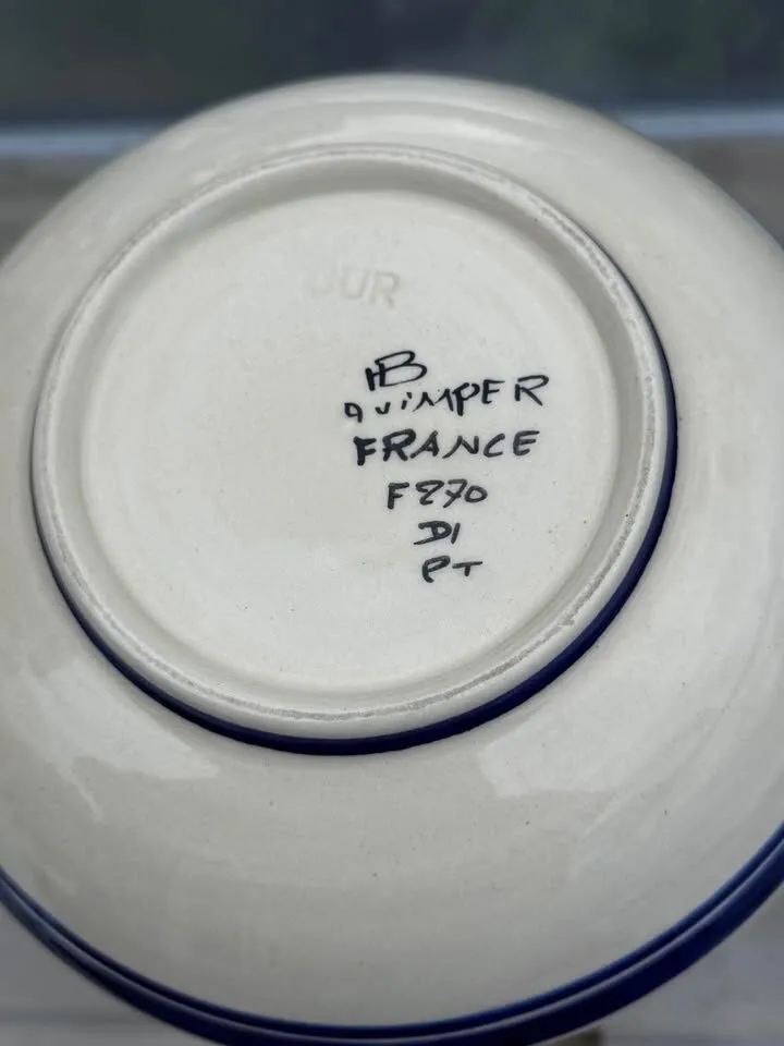 Vintage Henriot Quimper France 7” Hand-Painted Faience Bowl - Breton Woman - photo 2