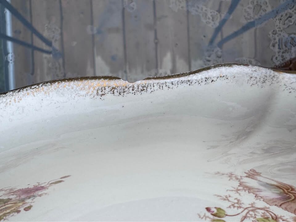 Antique S. Fielding & Co. (Crown Devon) Victorian Floral Wash Basin Bowl 1880-1913 - photo 8