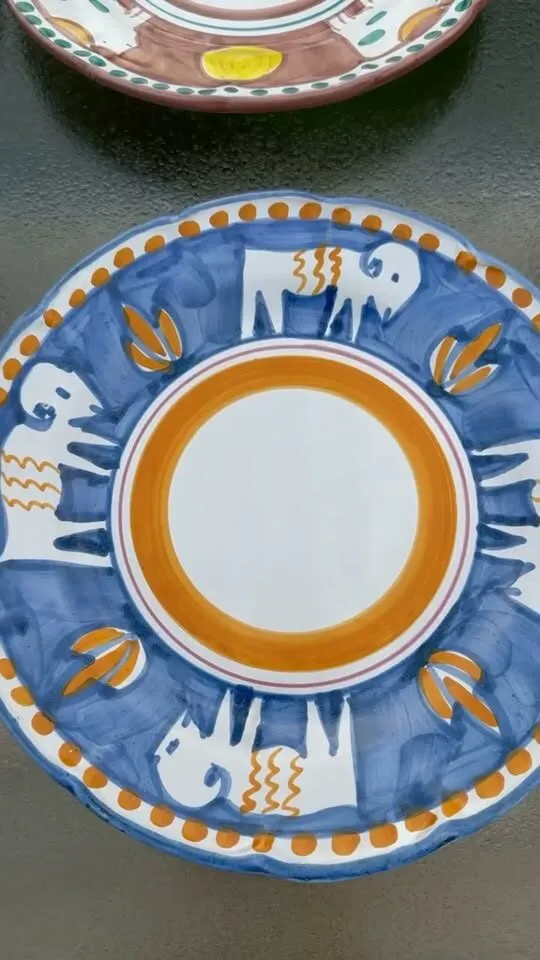 Authentic Hand-Painted Italian Ceramic Dinner Plates - Vietri & Casola Animal Patterns - photo 1
