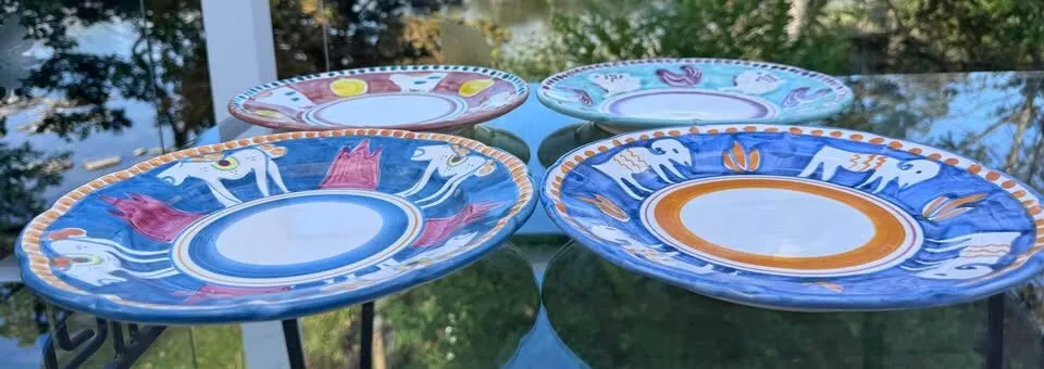 Authentic Hand-Painted Italian Ceramic Dinner Plates - Vietri & Casola Animal Patterns - photo 8