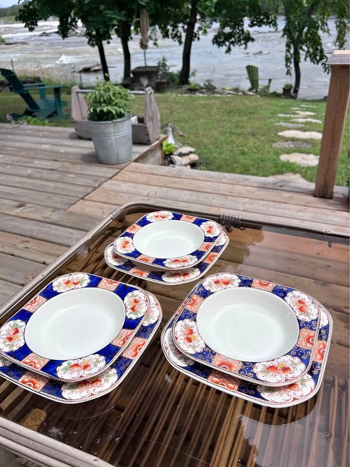 Vintage 1930s Wood & Sons "Napoli" Imari -10 Piece Dinnerware Set with Platter