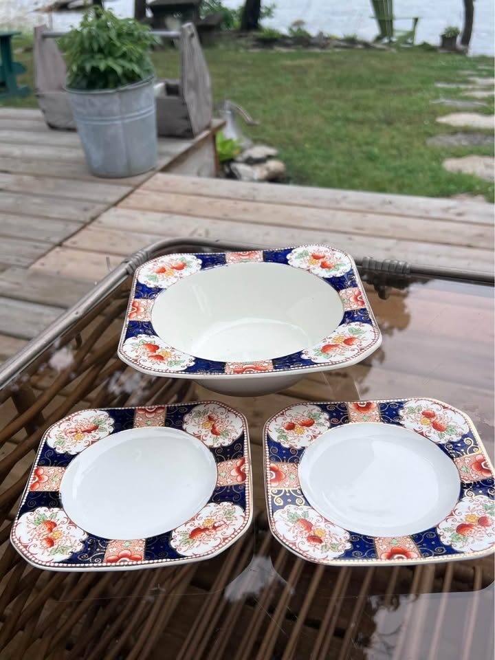 Vintage 1930s Wood & Sons "Napoli" Imari -10 Piece Dinnerware Set with Platter - photo 7