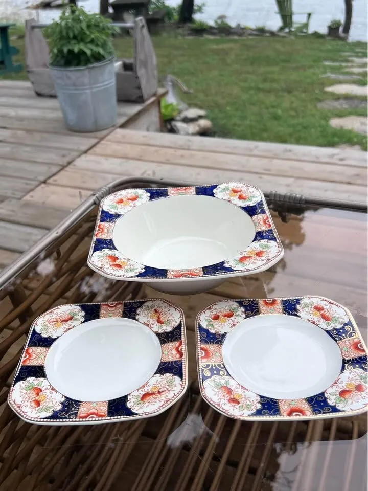 Vintage 1930s Wood & Sons "Napoli" Imari -10 Piece Dinnerware Set with Platter - photo 7