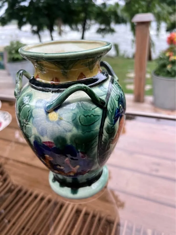 Vintage 9" Glazed Pottery Vase - Made in Japan (Circa 1930s) - photo 3