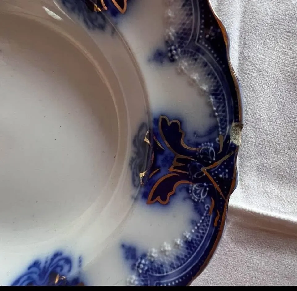 Antique Flow Blue Clarence Plate by Wood & Son, c.1891 - Victorian Era, Royal Semi Porcelain - photo 4
