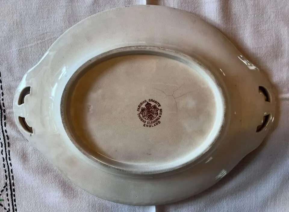 Rare Antique Thomas Elsmore ‘Parisian Granite’ Handled Platter (c.1872-1887) England - photo 2