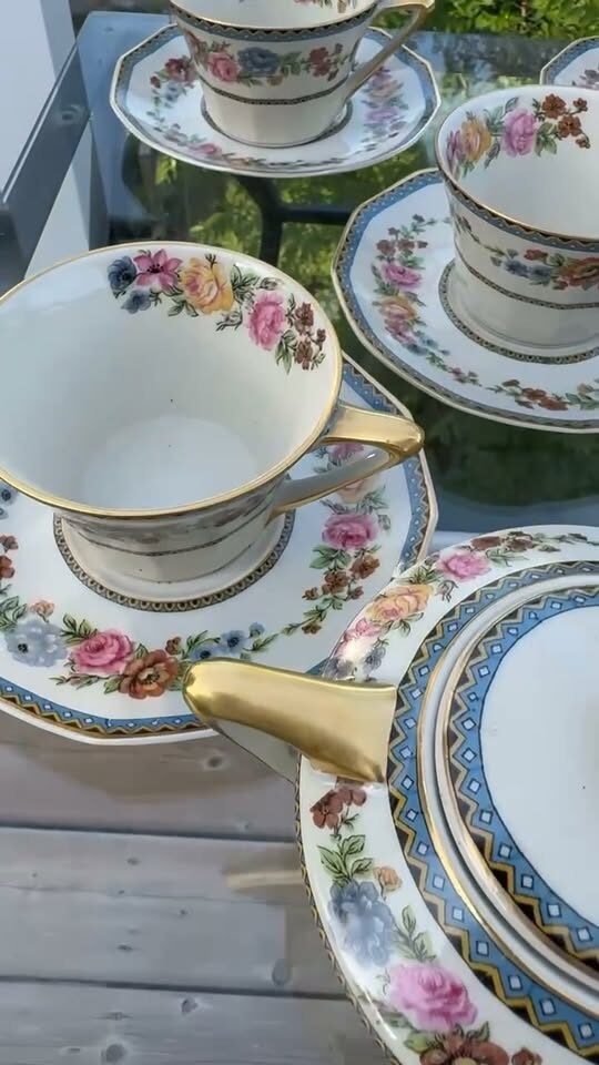 Antique Haviland Limoges 'Champlain' 24-Pc Tea Service for 4 + Extras"