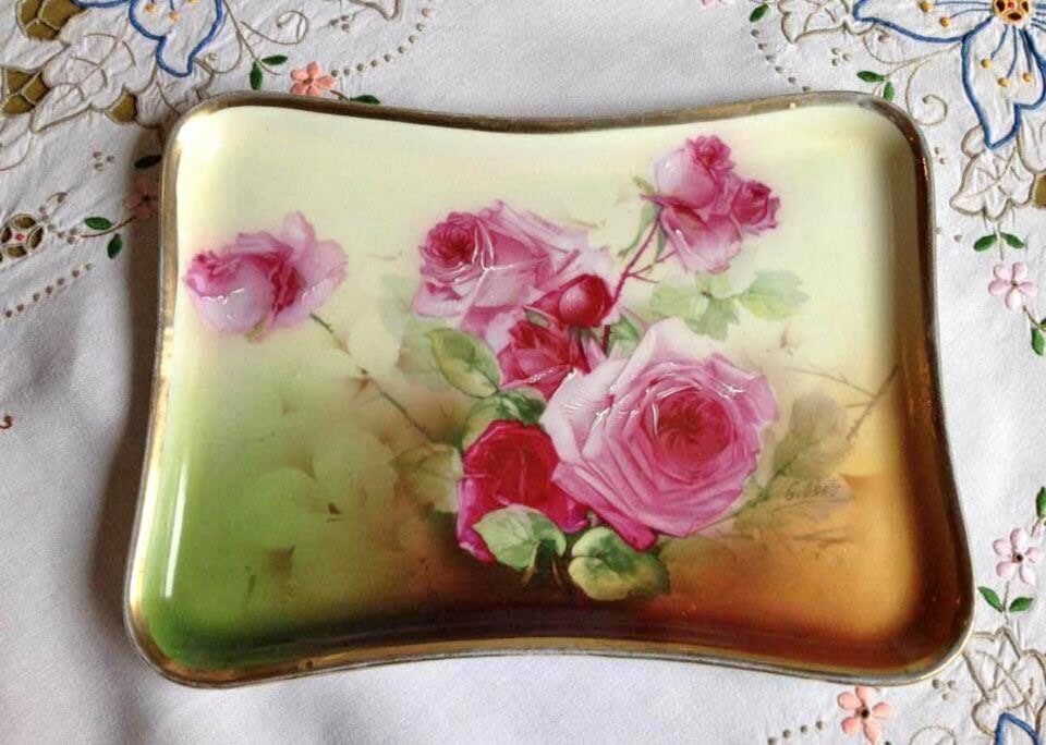 Antique Hand-Painted Vienna Austria Dresser Tray - Signed by Artist