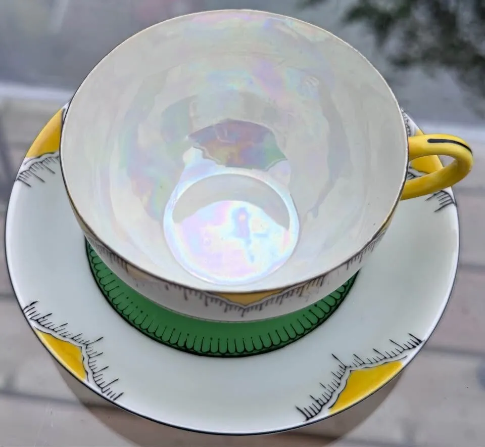 Vintage 1930s Chikaramachi Art Deco Lustreware Teacup & Saucer Set - photo 6