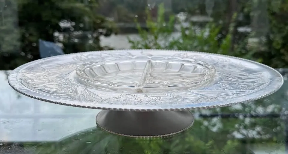 Vintage Wilson Specialties Aluminum Lazy Susan w/ Original Glass Insert and lid - photo 5