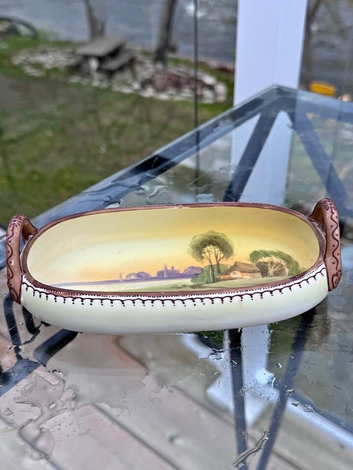 Antique Handpainted Morimura Handled Tray Nippon